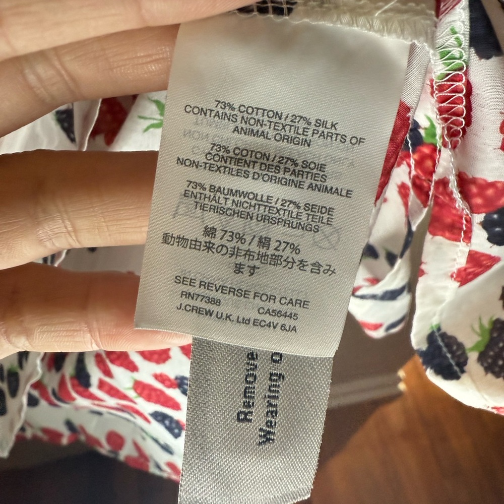 New NWT J.Crew Berry print popover shirt size 10 - Picture 4 of 5